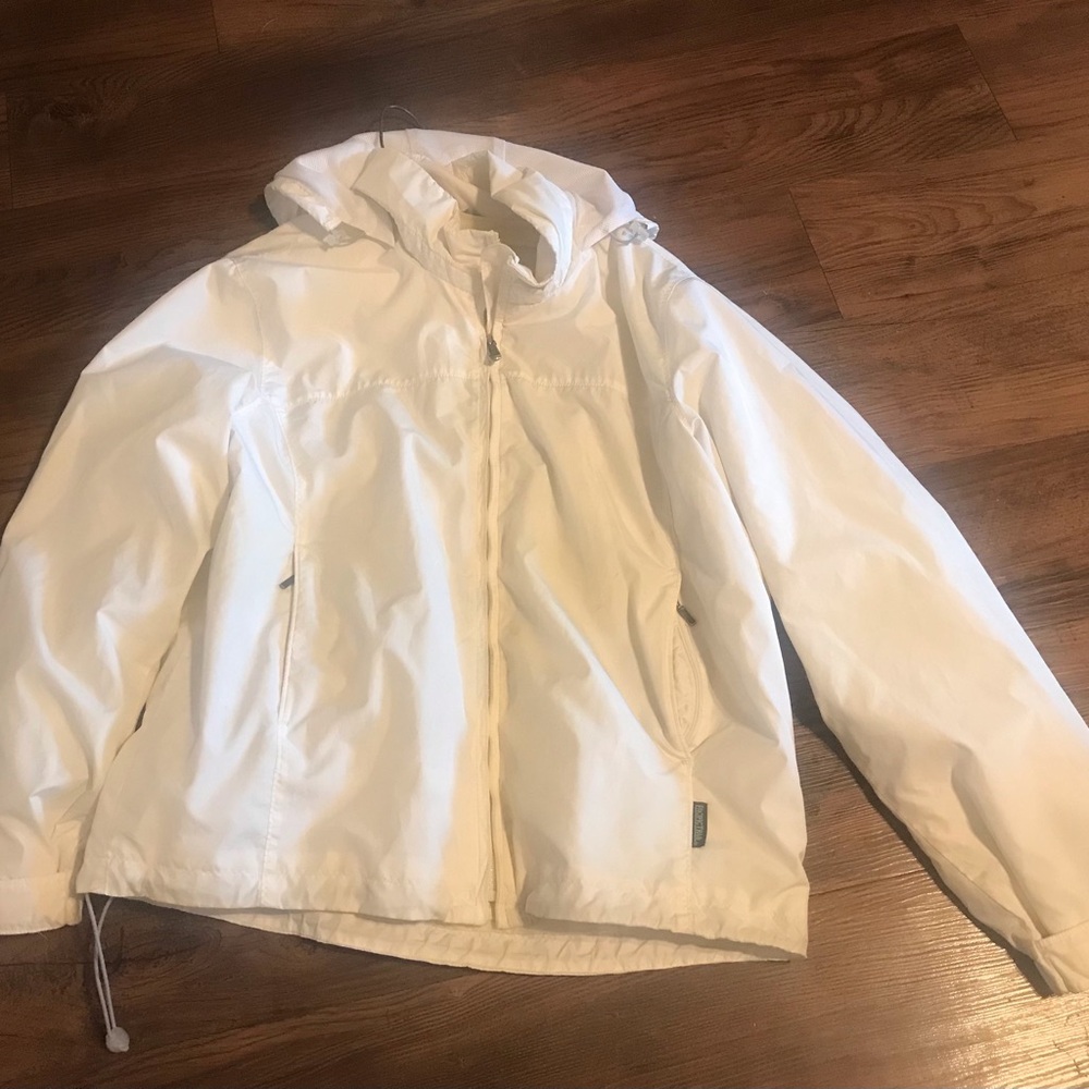 Vintage PACIFIC White Hooded Windbreaker Jacket medium